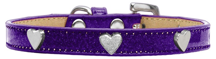 Silver Heart Widget Dog Collar Purple Ice Cream Size 12